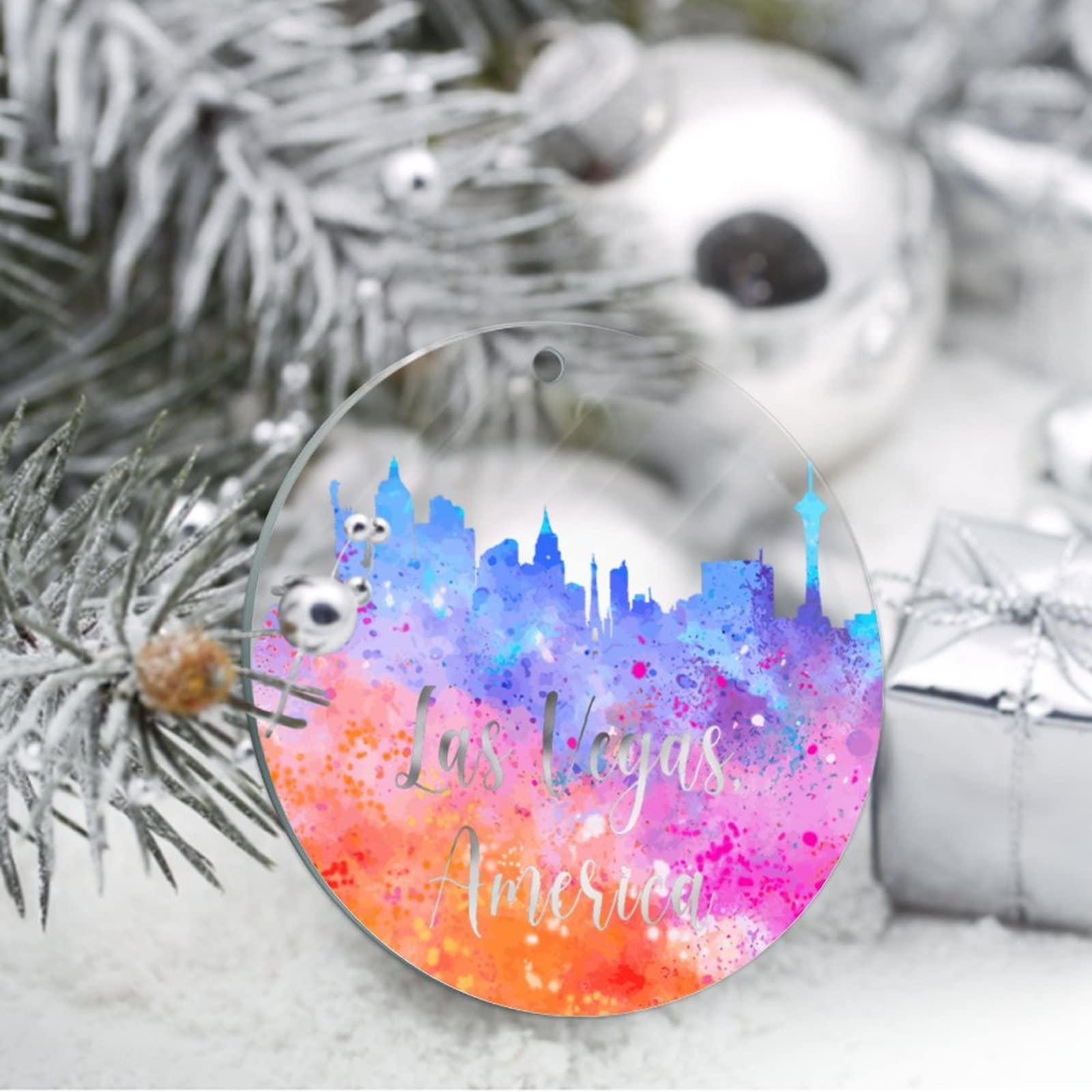 Generic America Las Vegas Acrylic Ornaments City Home Ornament Keepsake Flat Ornament Xmas Tree Christmas Tree Ornament Housewarming Gifts 3 inches