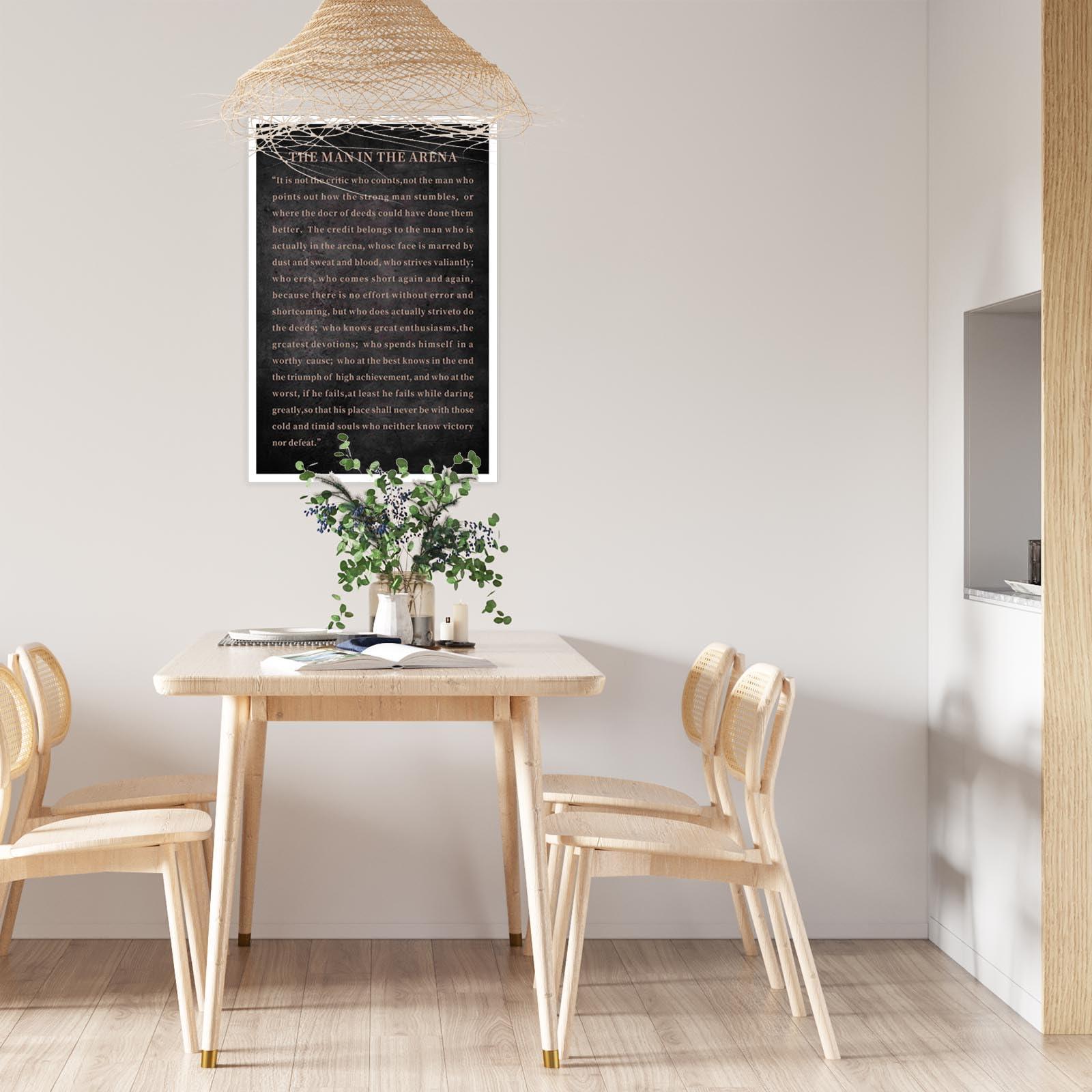 Dcvjiy Dcvjiy Canvas Wall Art The Man In The Arena Metal Print,Theodore Roosevelt Quote Artwork Painting For Modern Living Room Office Decor Framed Ready To Hang 16x24in Unframed