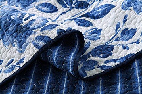 HNNSI HNNSI Blue and White Porcelain Cotton Quilt Bedspread Sets Queen Size 3 Pieces,Chinese Style Floral Comforter Bedding Sets
