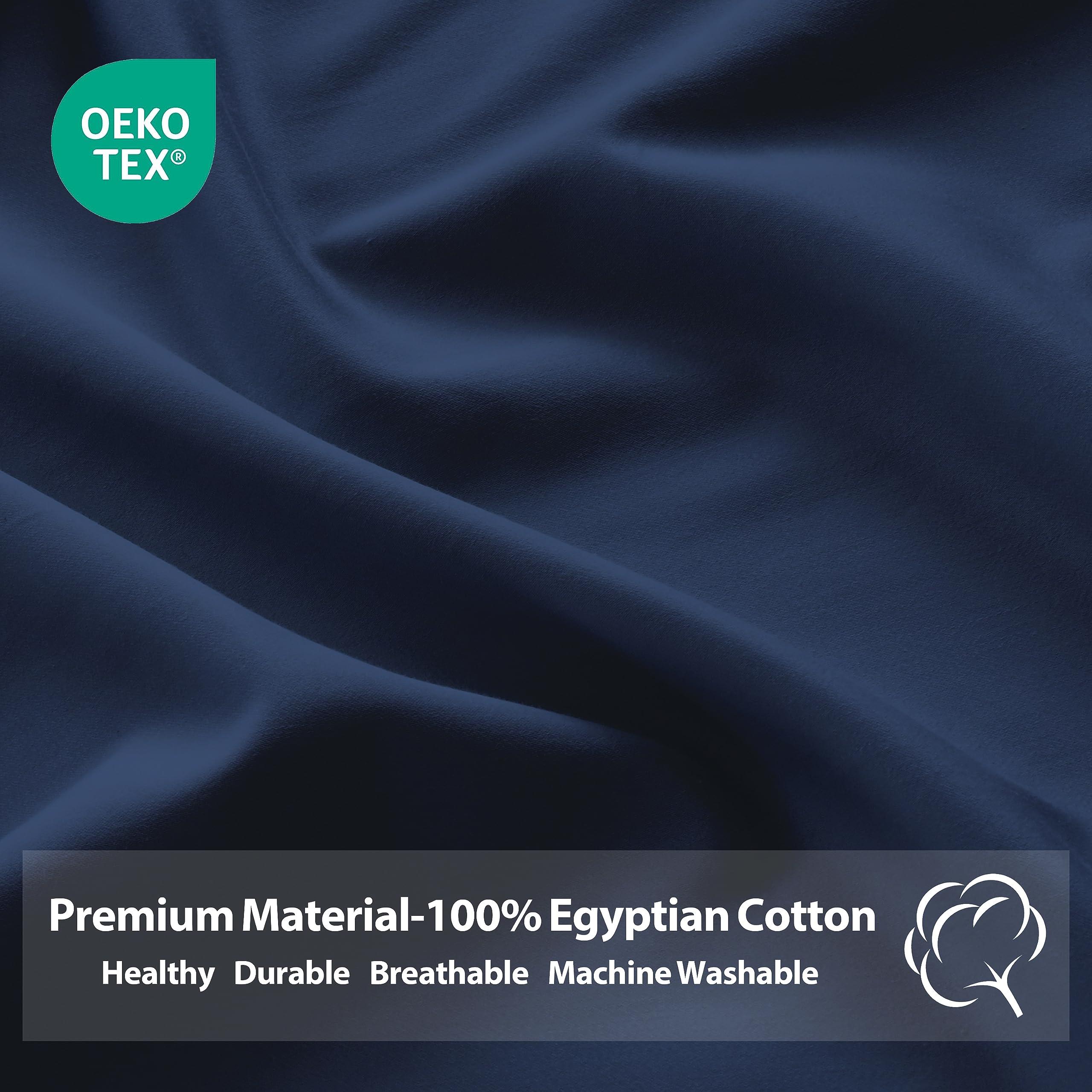 Shunjie.Home California King Size Fitted Sheet Only Navy Blue, 100% Egyptian Cotton 600 Thread Count, 16\" Deep Pocket Premium Cotton Mattress Sheet (1 Bottom Sheet Only)