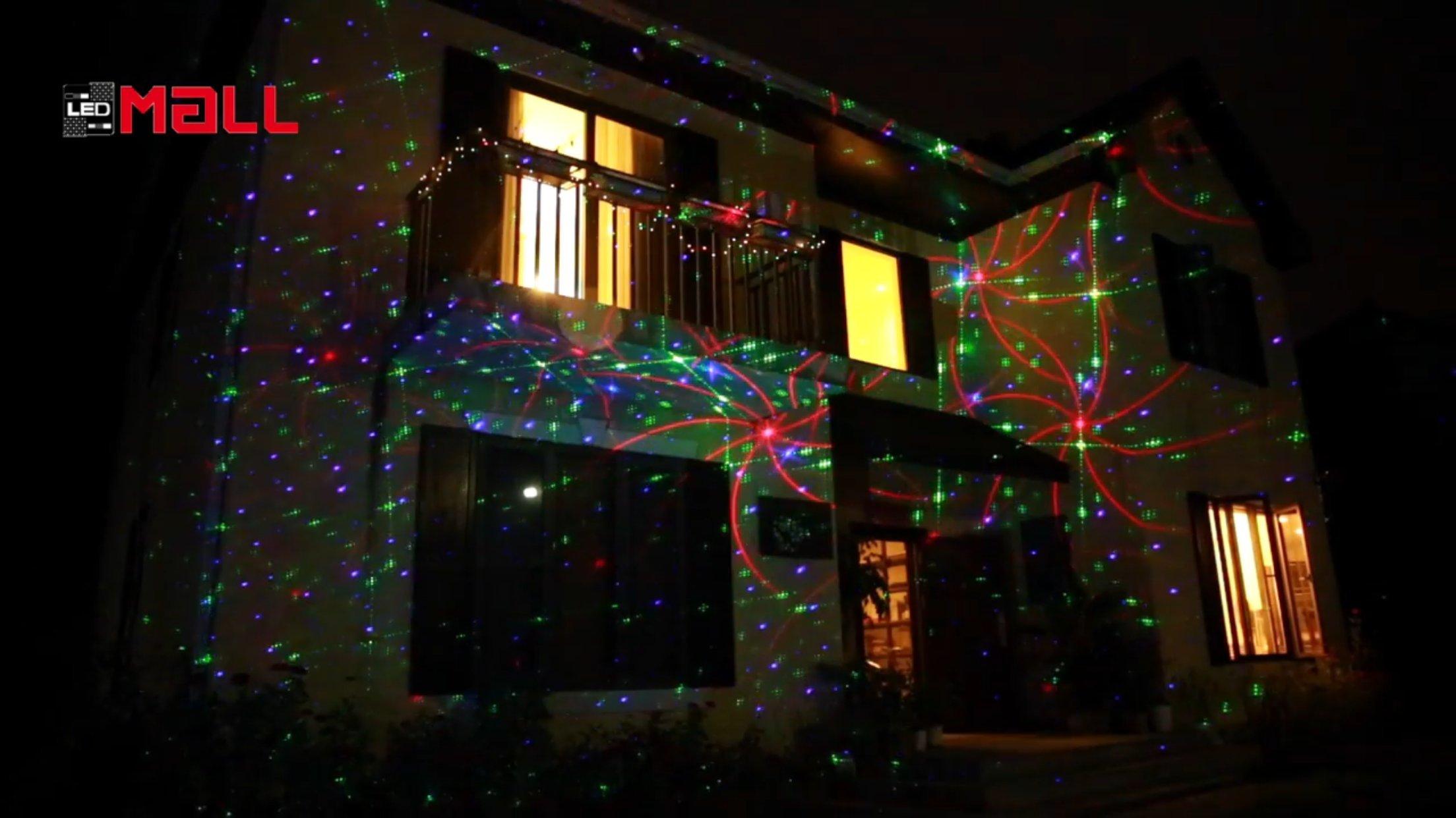 LedMAll LedMall Motion 8 Patterns in 1 Red, Green, and Blue Outdoor Christmas Laser Lights Projector with remote control and Security Lock