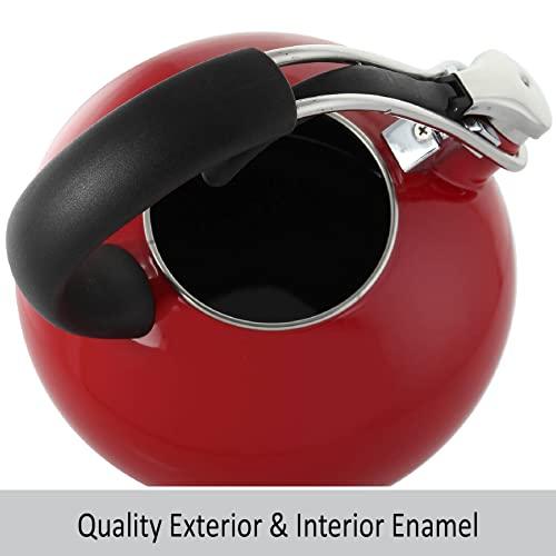 Chantal Chantal Classic Loop Enamel on Steel Whistling Tea Kettle, 1.8 quart (Red)