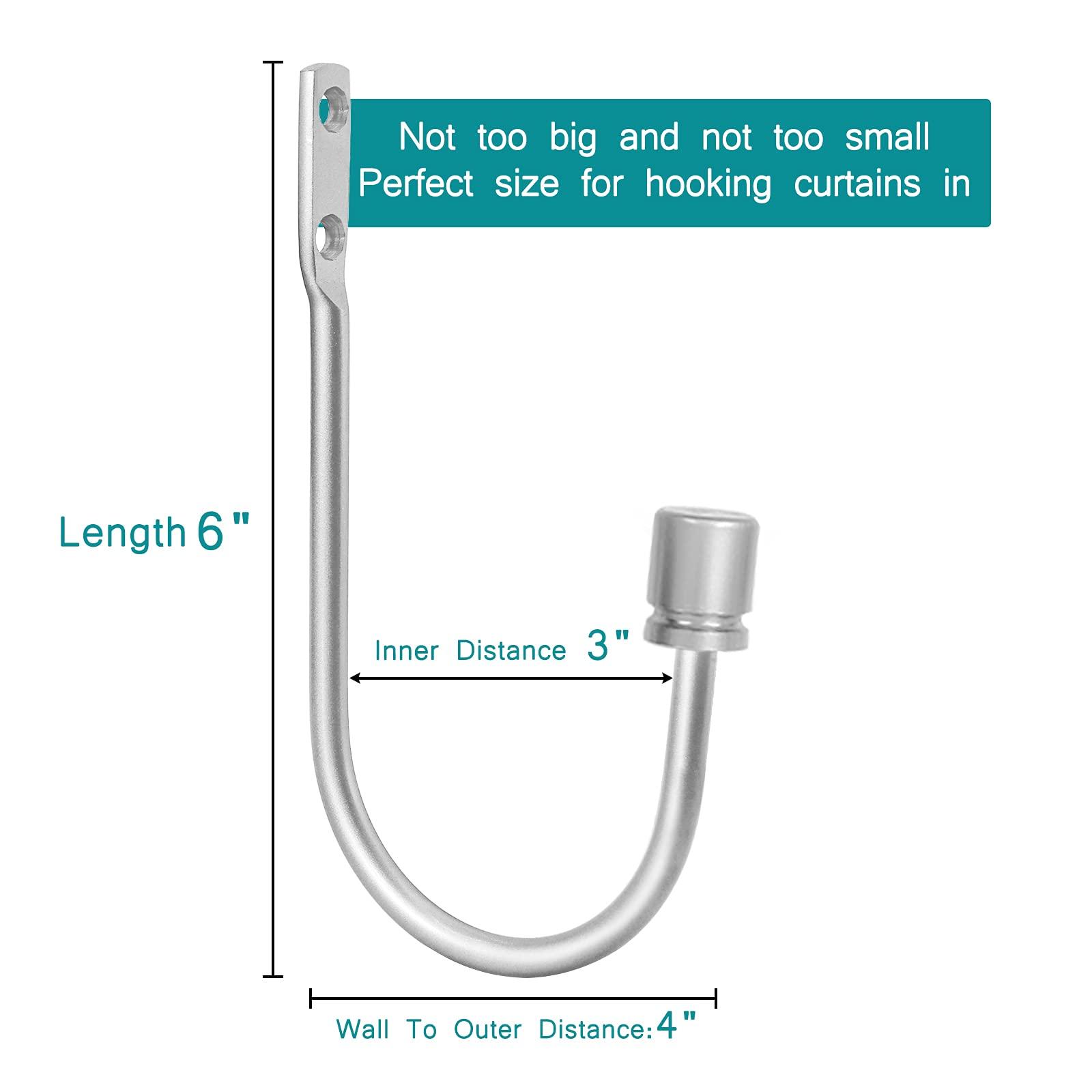 Gudui Curtain Holdbacks 4 Pack, Curtain Tiebacks for Curtains, Brushed Nickel Curtain Holders Pull Backs for Wall Drapery Tieback Hooks for Indoor Outdoor