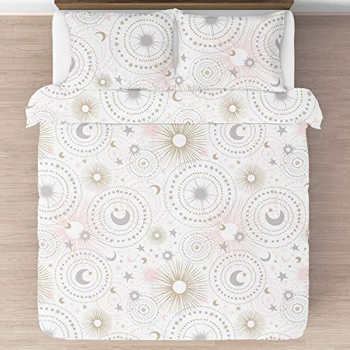 Sweet Jojo Designs Sweet Jojo Designs Blush Pink, Gold, Grey and White Star and Moon Celestial Girl Full/Queen Kid Childrens Bedding Comforter Set 3 Pieces
