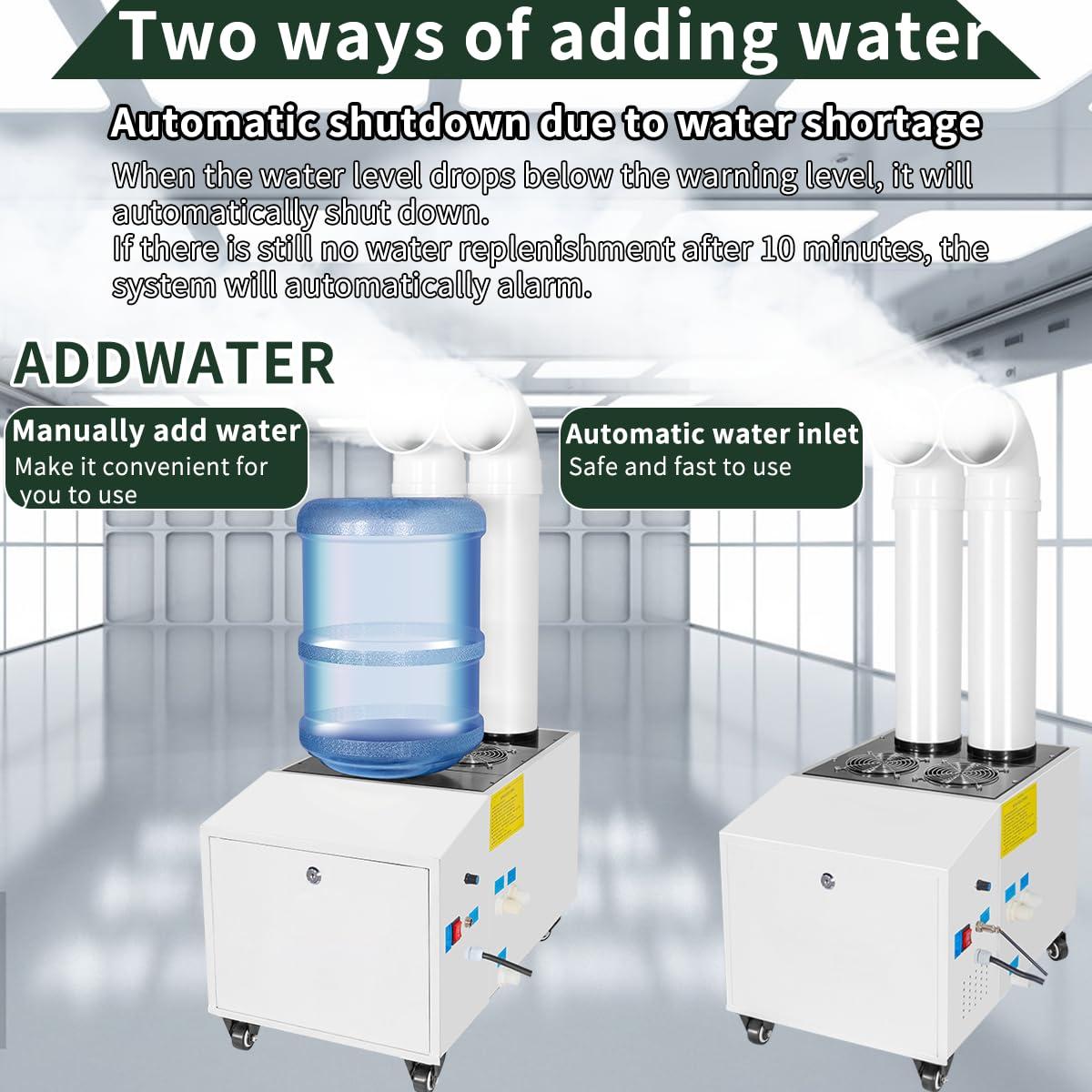 Zhipurul Ultrasonic Industrial Humidifier Stainless Steel Commercial Humidifier Sprayer 14kg/h Large Volume Automatic Mist Cooling Device for Plants Grow Room, Workshop, Warehouse, Agriculture