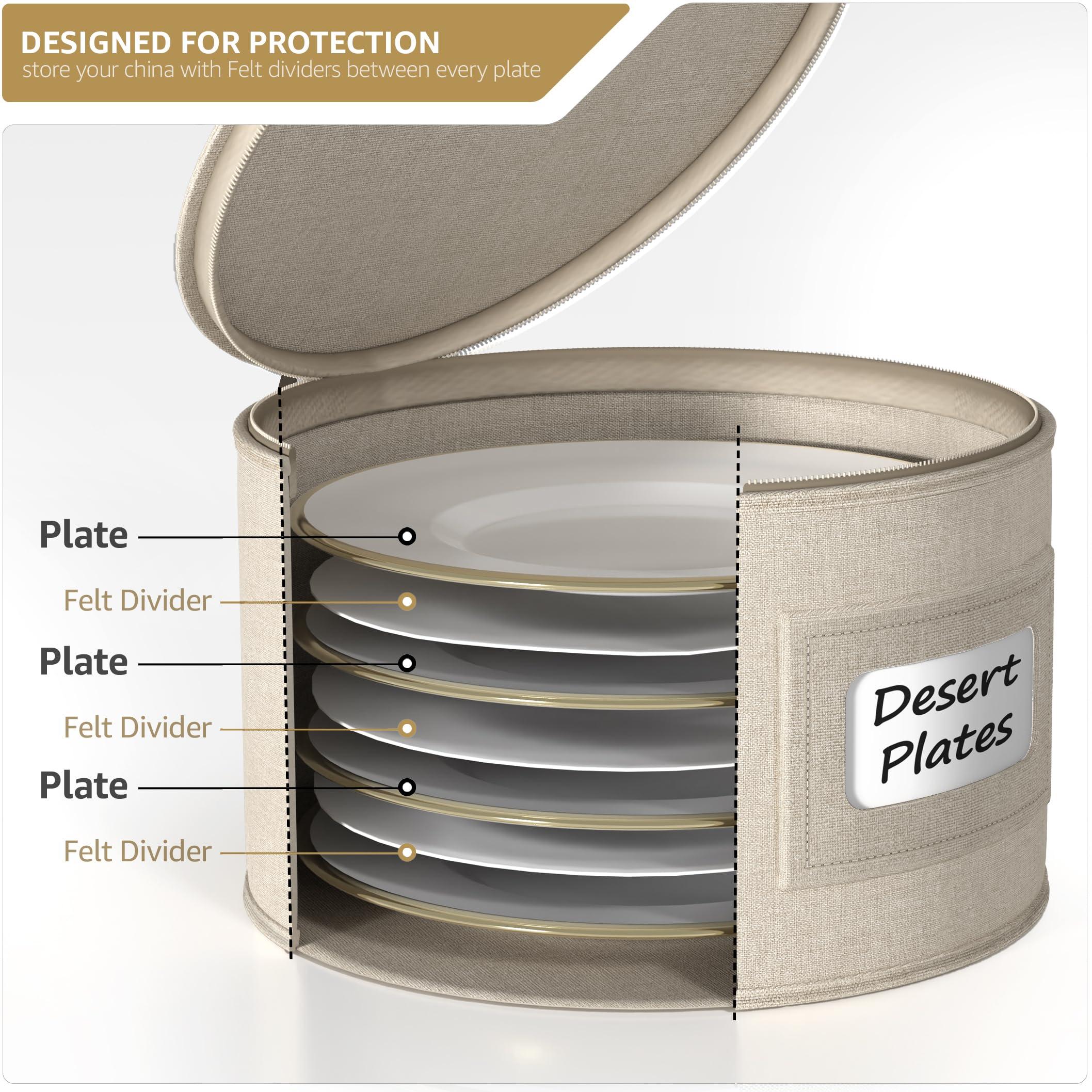 Sorbus Sorbus China Storage Containers Hard Shell - Glass & Dish Storage Containers for Transport, Moving, Party - 8 Pc Stackable Plate Storage Set for Dinnerware, Mugs, Cups - Felt Plate Protectors Included