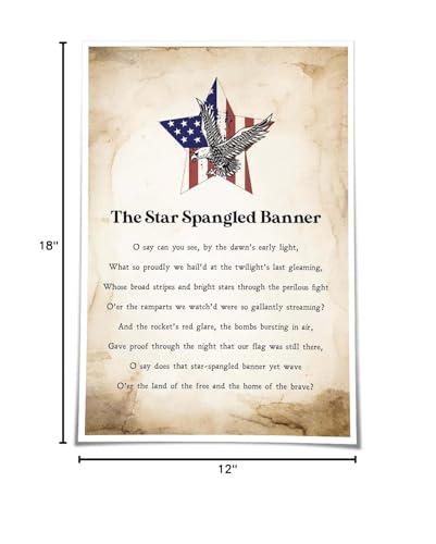 Quwinty Quwinty Star Spangled Banner Posters American National Anthem Prints Posters Wall Art Room Decorative Painting Canvas Set Modern Bedroom (12.00\'\'x18.00\'\',Unframed)
