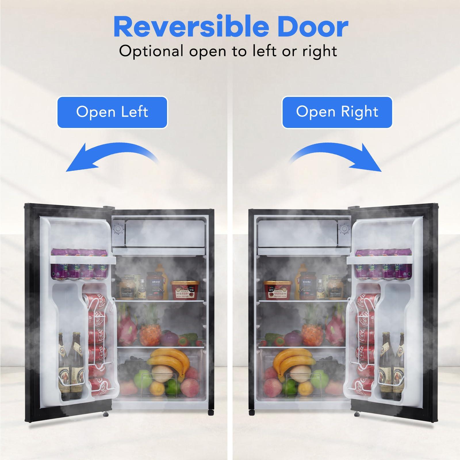 Aprafie Saving Mini Fridge with Freezer - Portable Mini Fridge 3.2 Cu.Ft Capacity, Single Door Design, Ideal for Bedroom, Apartment, or Office - Food Storage, Drink Cooling