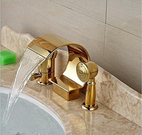 GOWE GOWE High-end Single Handle Bathroom Bathtub Faucet 3pcs Widespread Waterfall Roman Tub Mixer Taps