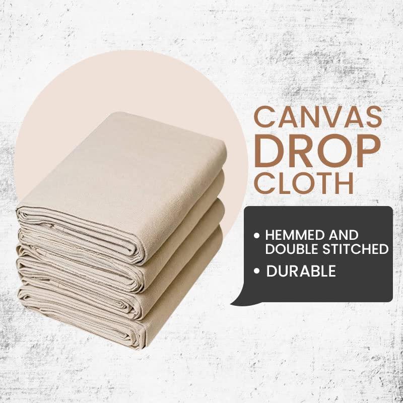 Corporate Hills Canvas Painters Drop Cloth (Size 6 x 9 Feet - Pack of 2) - Pure Cotton Paint Drop Cloth for Painting, Curtains, Furniture & Floor Protection - All Purpose Thick Canvas tarp with Double Stitched Edges