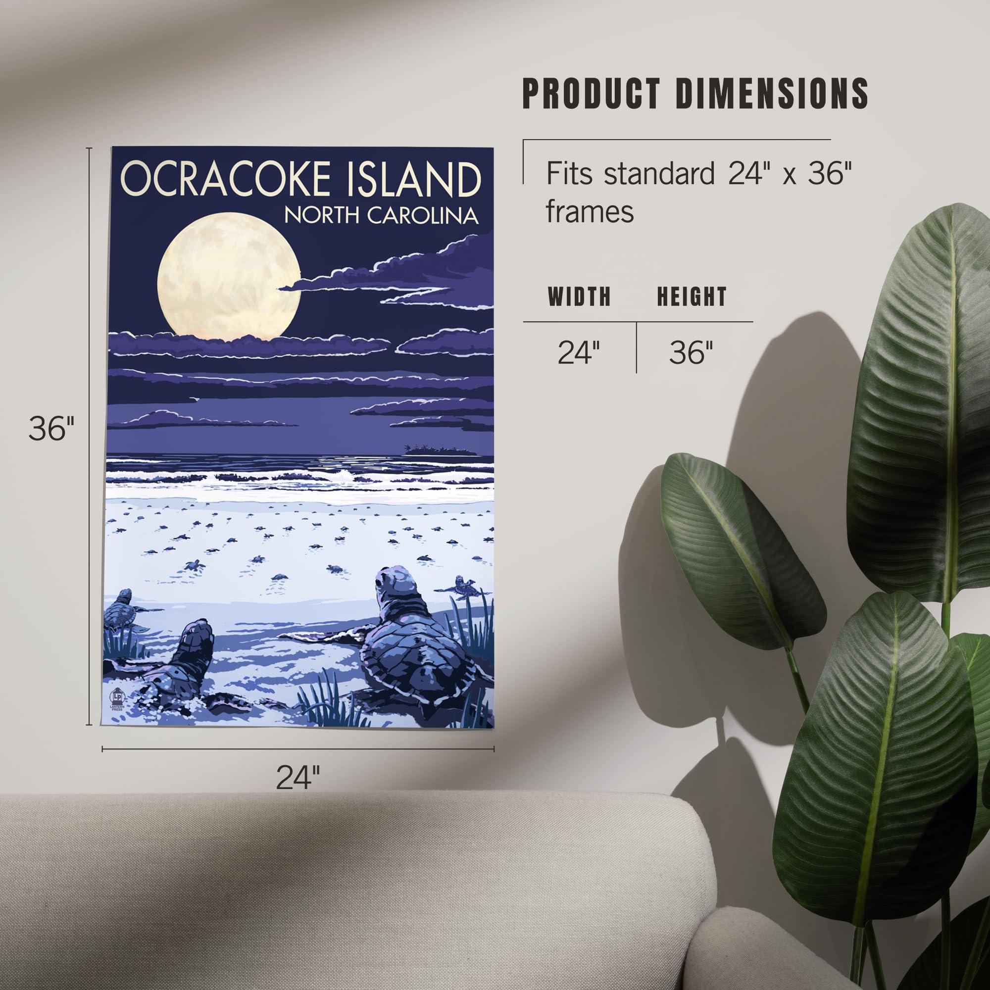 Lantern Press Lantern Press 24x36 Inch Giclee Art Print Wall Decor, Ocracoke, North Carolina, Sea Turtles Hatching