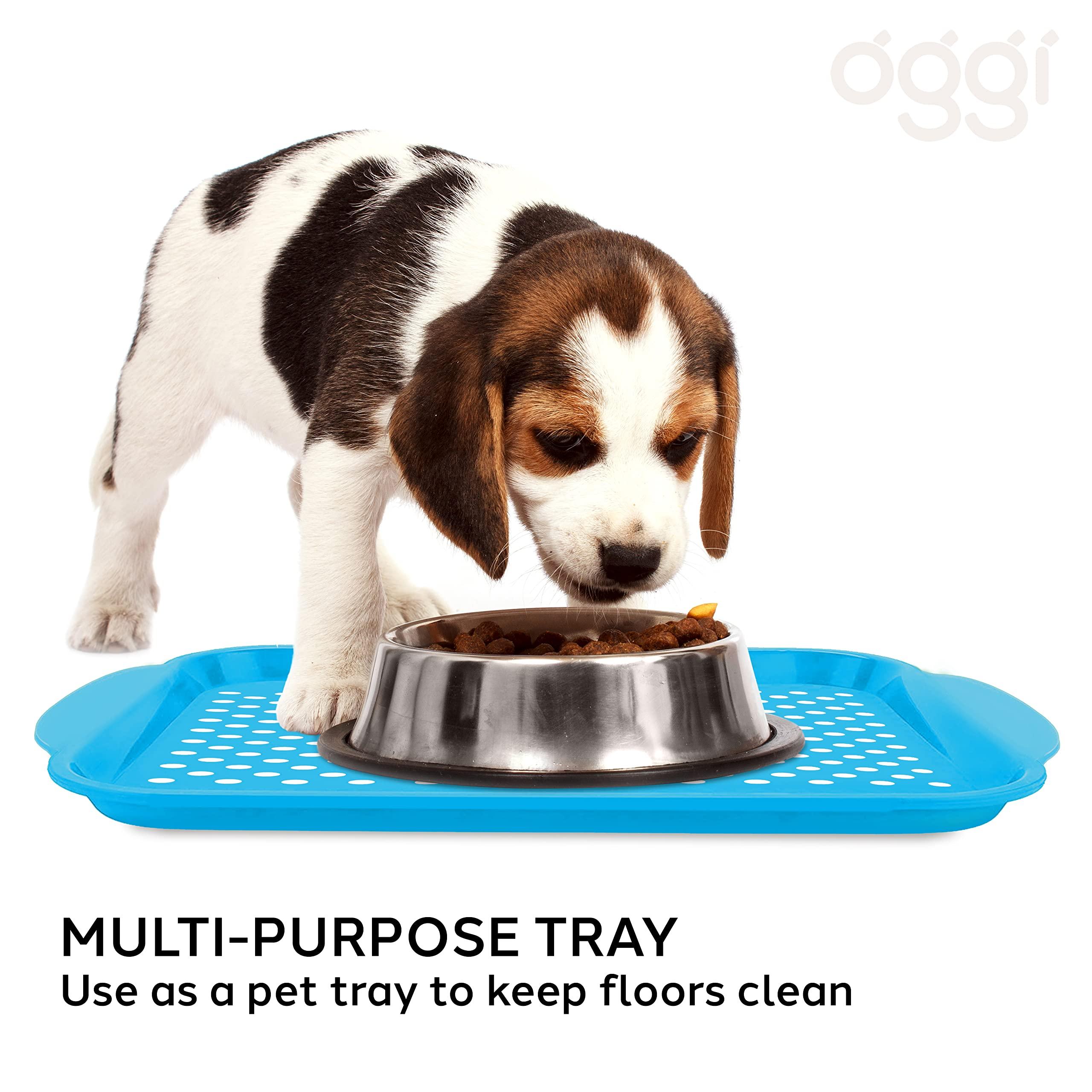 Oggi OGGI Anti Slip Serving Tray with Handles- Blue Rectangle Tray - Ideal Tray for Eating, Breakfast Tray, Food Tray, Appetizer Tray, Serving