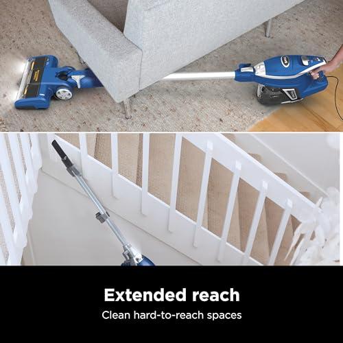 Shark Shark HV343AMZ Rocket Corded Stick Vacuum with Self-Cleaning Brushroll, Lightweight & Maneuverable, Perfect for Pet Hair Pickup, Converts to a Hand Vacuum, Crevice Upholstery Tools, Blue/Silver