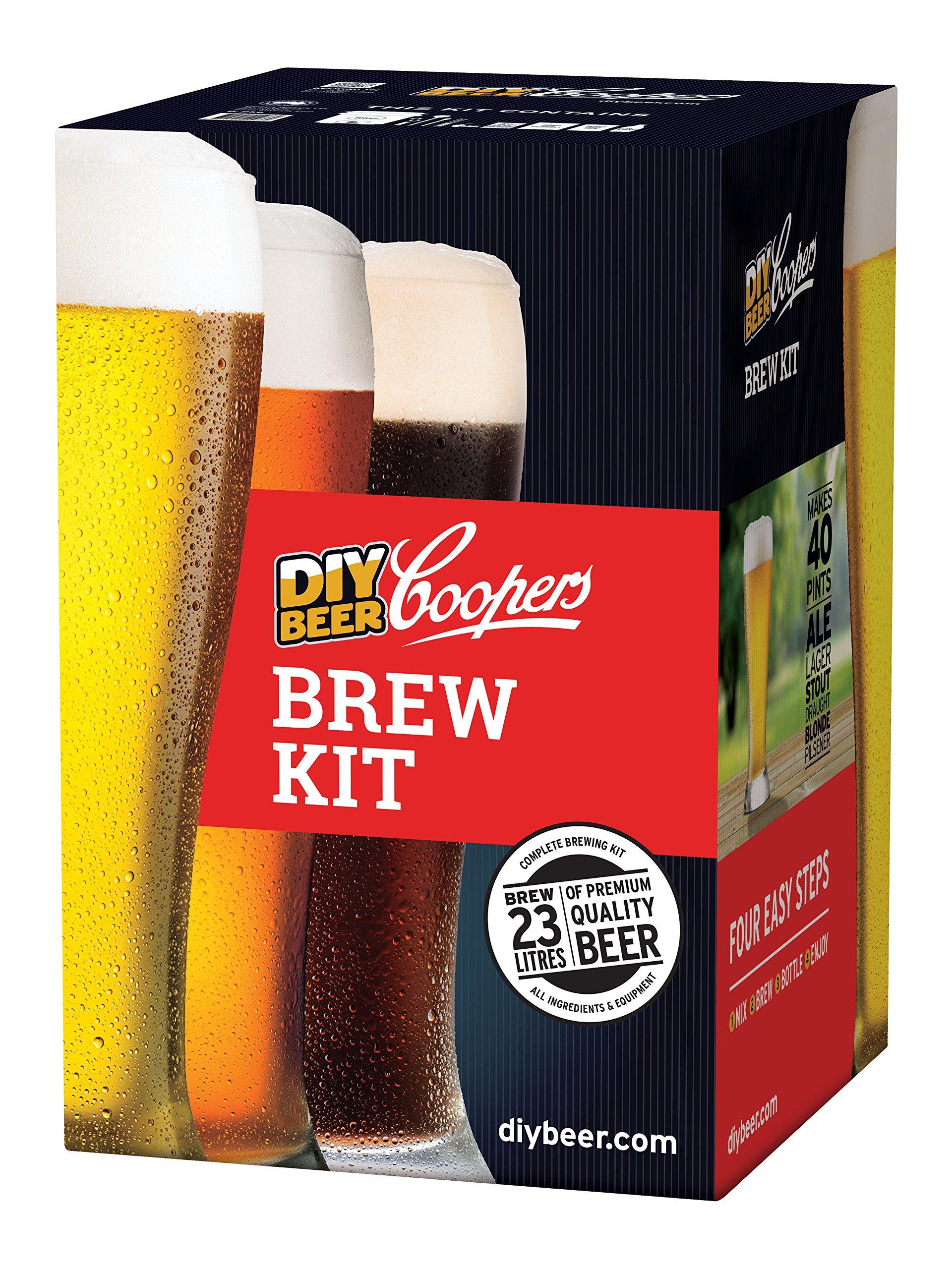 Coopers Coopers DIY Beer Home Brewing 6 Gallon All Inclusive Craft Beer Making Kit with Patented Brewing Fermenter, Beer Hydrometer, Brewing Ingredients, Bottles and Brewing Accessories