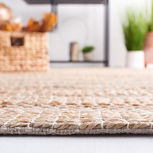 Safavieh SAFAVIEH Natural Fiber Collection Area Rug - 8' x 10', Ivory & Natural, Handmade Boho Farmhouse Rustic Jute & Cotton Jute, Ideal for High Traffic Areas in Living Room, Bedroom (NFB654A)