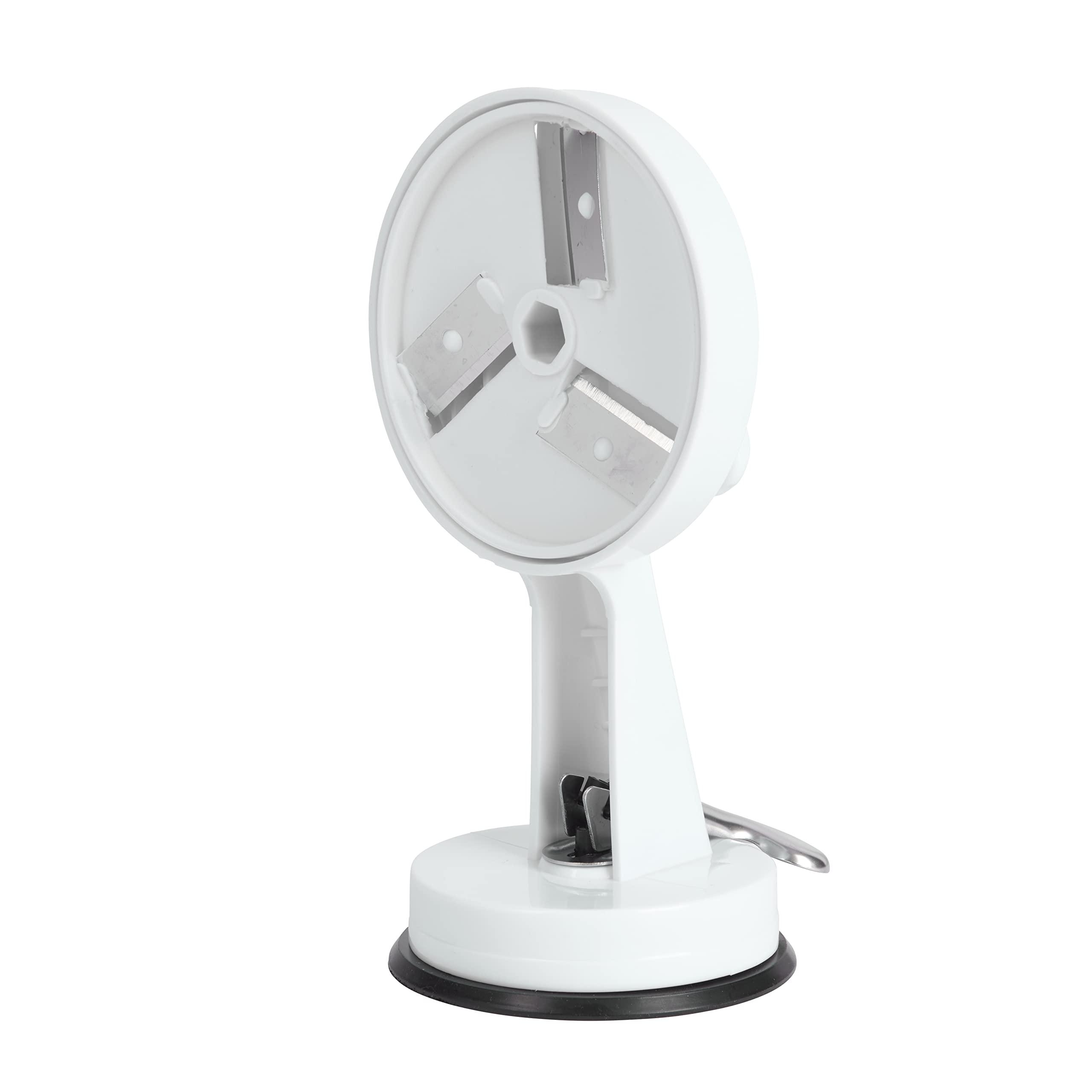 Kitchen Craft KitchenCraft Rotary Runner Bean Slicer 23cm with Suction Pad in Gift Box, Stainless Steel & plastic, White/Black