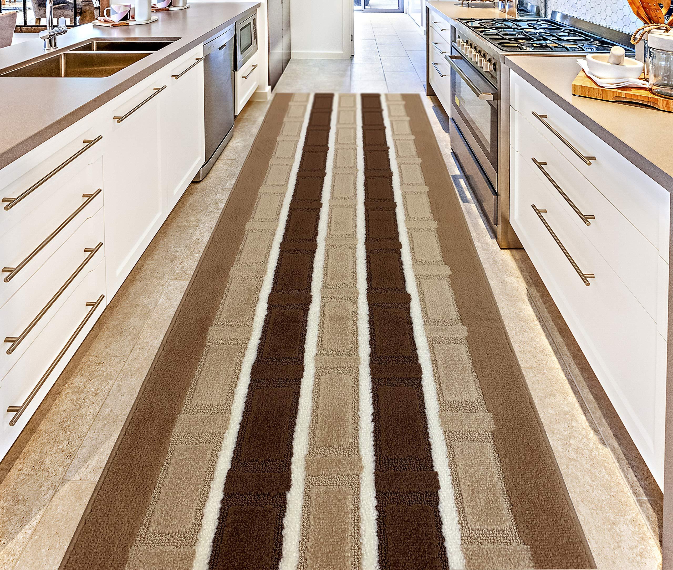 REMNAZ HOME DECOR Custom Length Special Size Non-Slip Carpet Runner Rug for Long Narrow Hallways, Prevent Slippery Cold Floors, Modern Multi, 25 \'\' X 17 \'