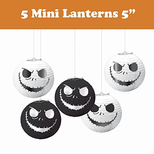 Another Dream Nightmare Before Christmas Birthday Party Supplies Bundle for 16 with Dinner Plates, Dessert Plates, Napkins, Cutlery, Mini Lantern Decorations and Pin