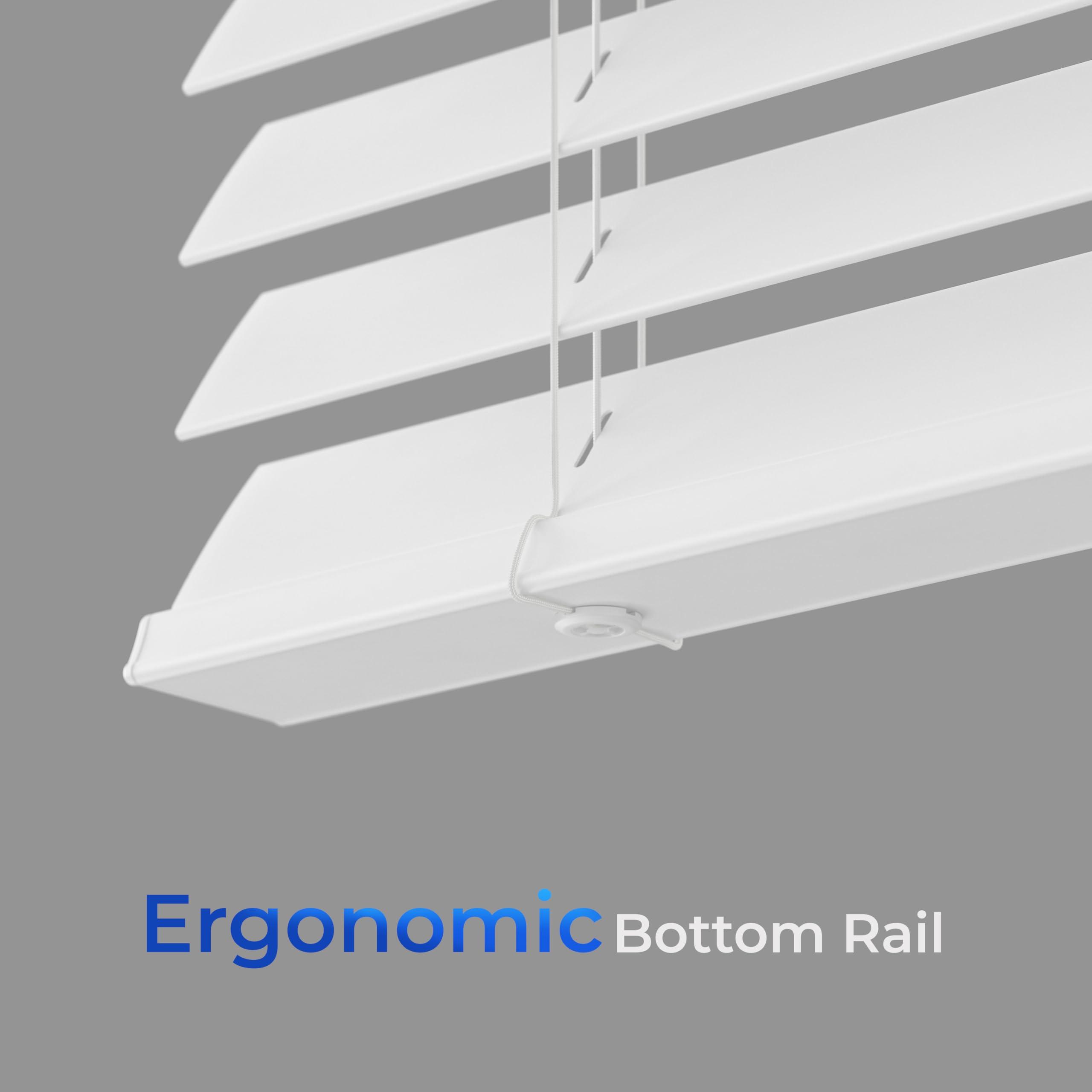 Lumino 2 Inch Cordless Room Darkening Faux Wood Blind - 55" W x 48" L - White, Over 1,000 Custom Sizes Starting at 18.97, Inside or Outside Mount, Venetian Shades for Interior Windows by Lumino