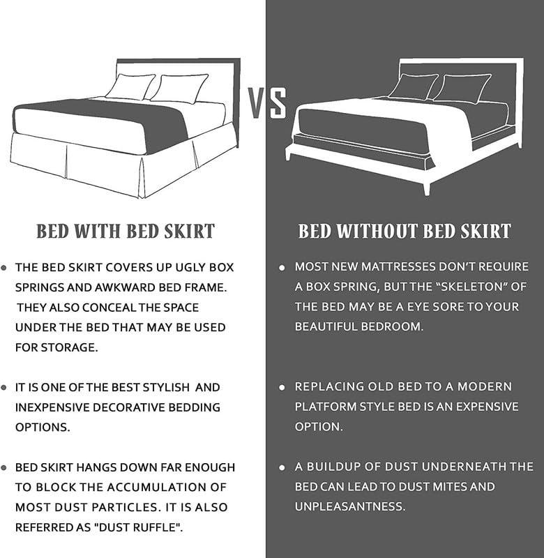 Valencia Beddings Valencia Beddings Split Corner Bed Skirt 16 Inch Drop Cal King Size 100% Natural Cotton Wrinkle and Fade Resistant Cal King Size, Black Solid