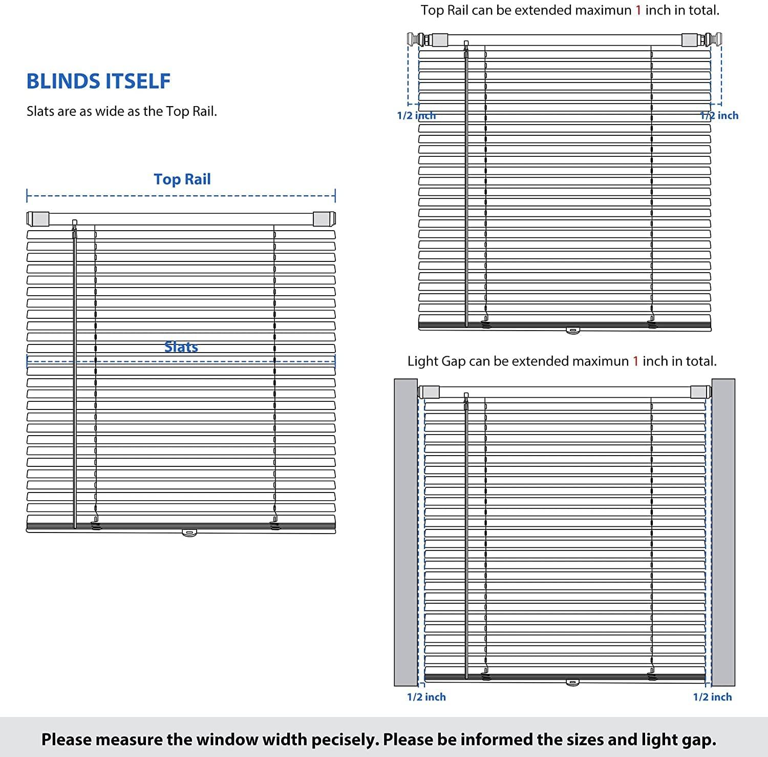 LazBlinds LazBlinds No Tools-No Drill 1" Aluminum Mini Blinds, Cordless Blinds for Indoor Windows, Light Filtering Horizontal Blinds and Shades for Window Size 48'' W x 64'' H, Black