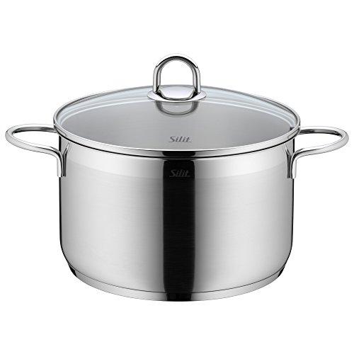 Silit Silit Pot Set 7-Piece Diamant Pouring Rim Glass Lid Stainless Steel Polished Suitable for Induction Hobs Dishwasher-Safe