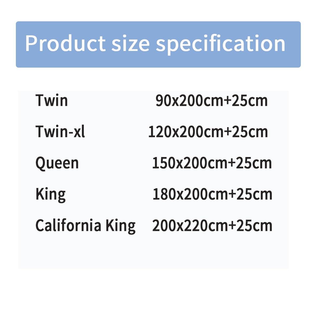 OBONG OBONG 100% Cotton Fitted Sheet Queen Size Cooling Weave Lightweight Bedcover Snug-Fit Crisp Deep Pocket Bedspreads (Color : F, Size : California King)