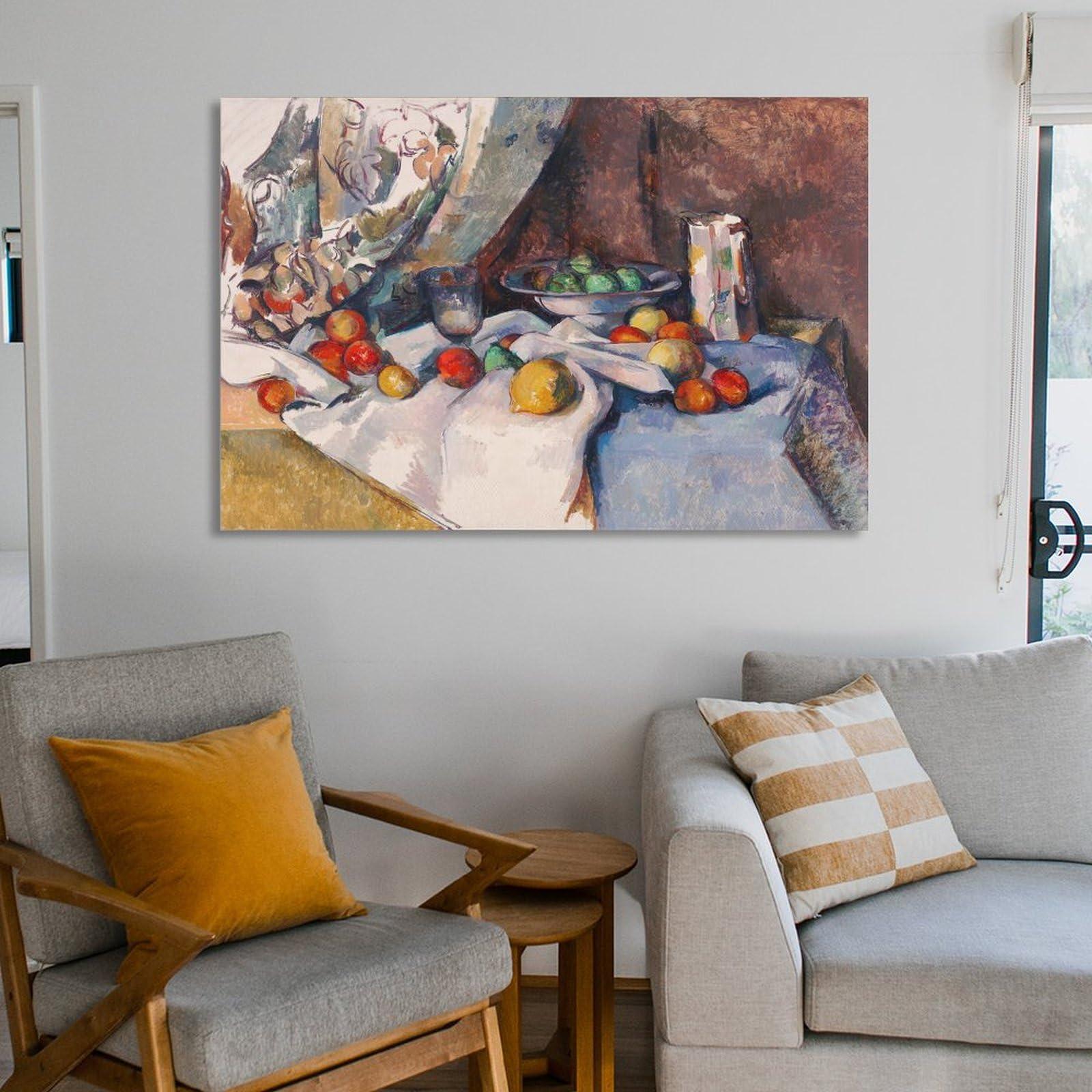 ZMLFJEA Paul Czanne,Still Life with Apples Poster Print for Teen Boys Room Wall Art Canvas Painting Print 24x36inch(60x90cm)