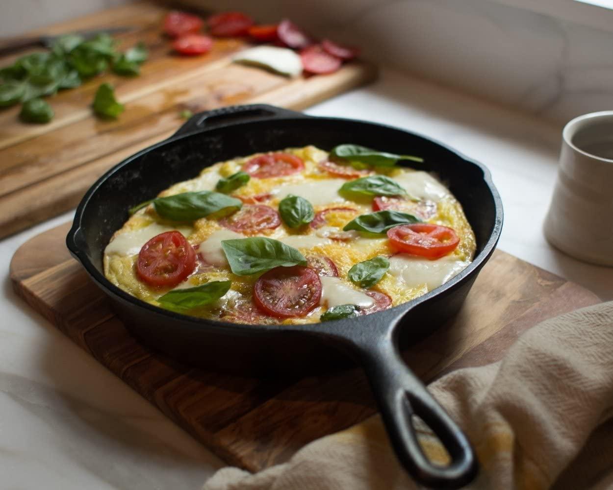 Lodge Lodge 8 Inch Cast Iron Pre-Seasoned Skillet Signature Teardrop Handle - Use in the Oven, on the Stove, on the Grill, or Over a Campfire, Black