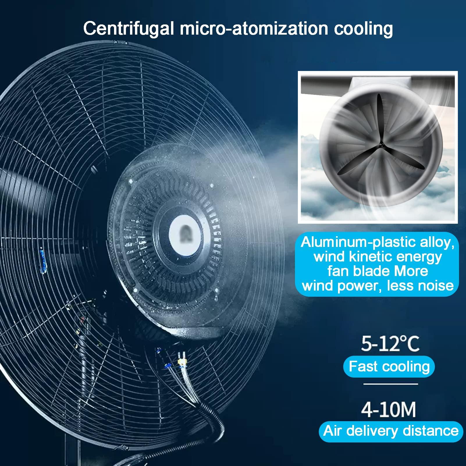 KAMPCO KAMPCO Portable Misting Oscillating Fan, Industrial Humidifying and Cooling Spray Fan, Floor Standing Fan with 90 Oscillation 3 Speed Settings