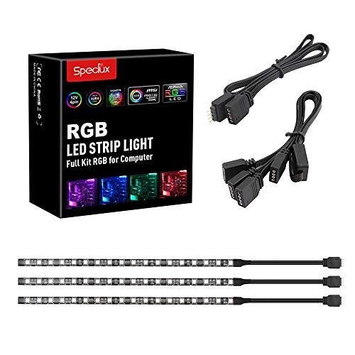 Speclux Speclux PC RGB Strip - 3pcs 5050 Magnetic PC LED Strip, Computer Case LED Light Strips for M/B with 12v 4pin RGB Header Compatible with Asus Aura Asrock RGB Led Gigabyte RGB Fusion MSI Mystic Light