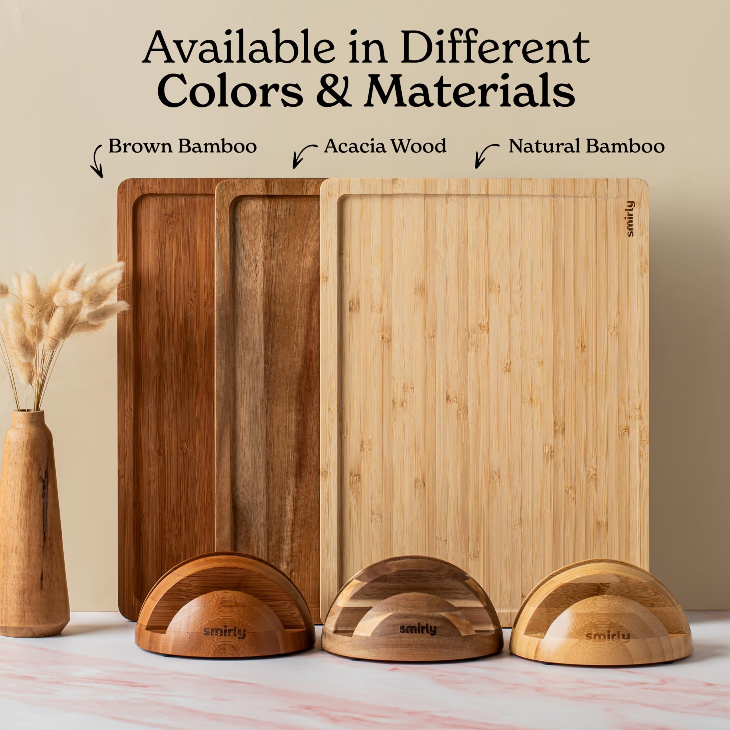 SMIRLY SMIRLY Wood Cutting Boards For Kitchen Meal Prep & Serving, Bamboo Cutting Board Set, Charcuterie Chopping Boards and Wooden Cutting Boards for Kitchen