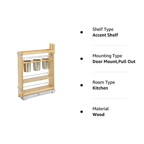 Rev-A-Shelf Rev-A-Shelf 5\" Pull Out Storage Organizer for Base Kitchen Cabinets w/Soft-Close, Sliding Shelves for Utilities, Utensils or Spices, 448UT-BCSC-5C