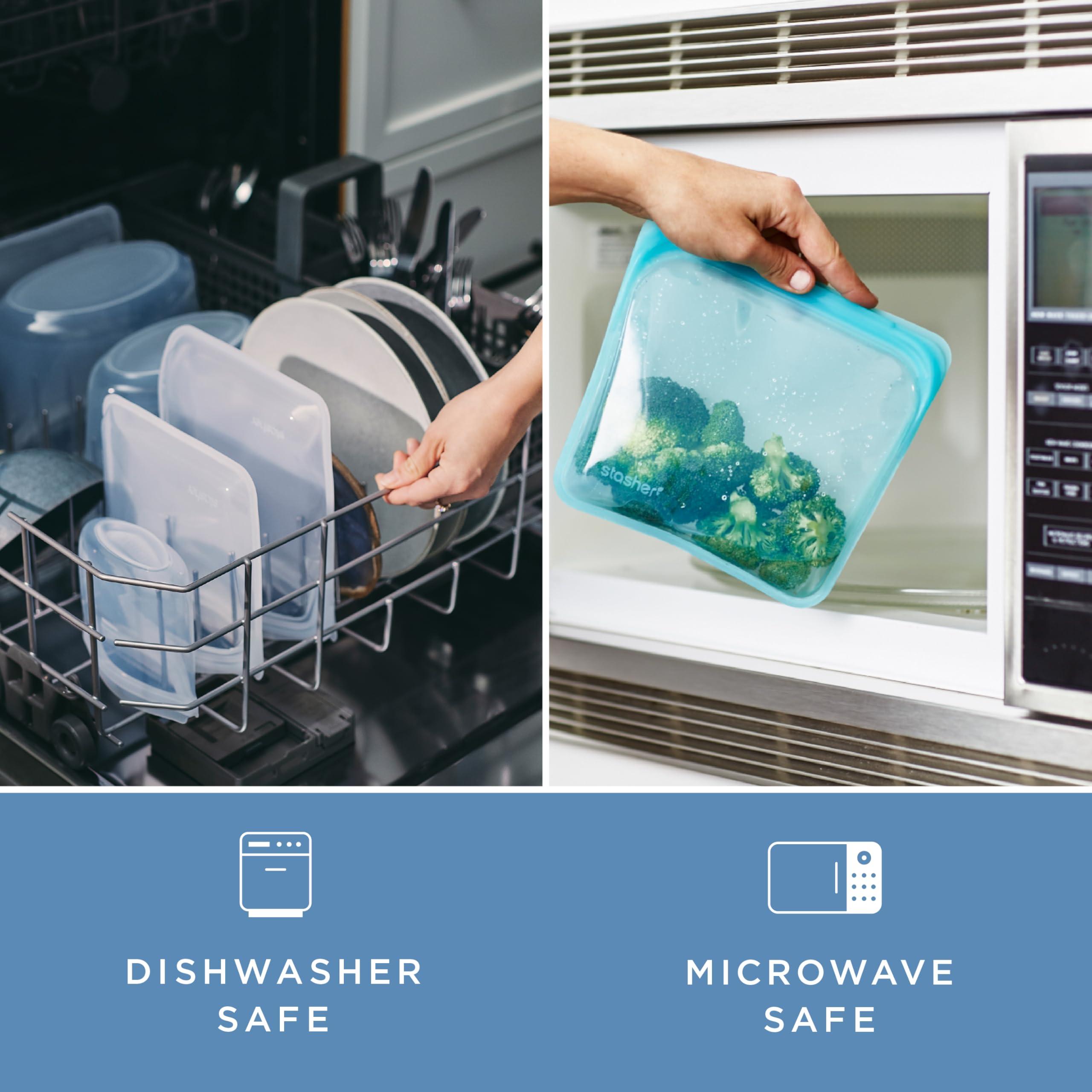 Stasher Stasher Premium Silicone Reusable Food Storage Bags, 2-Pack, Clear , Multi-Use Food Storage Bags, Lunch Bag, Travel Containers , BPA Free, Leak-free, Dishwasher-Safe, Eco-friendly