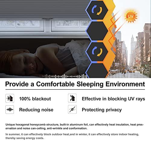 HOTSOON Blackout Cellular Shades Cordless HOTSOON Pull Down Honeycomb Blinds for Window, Home, White, 63" W x 48" H