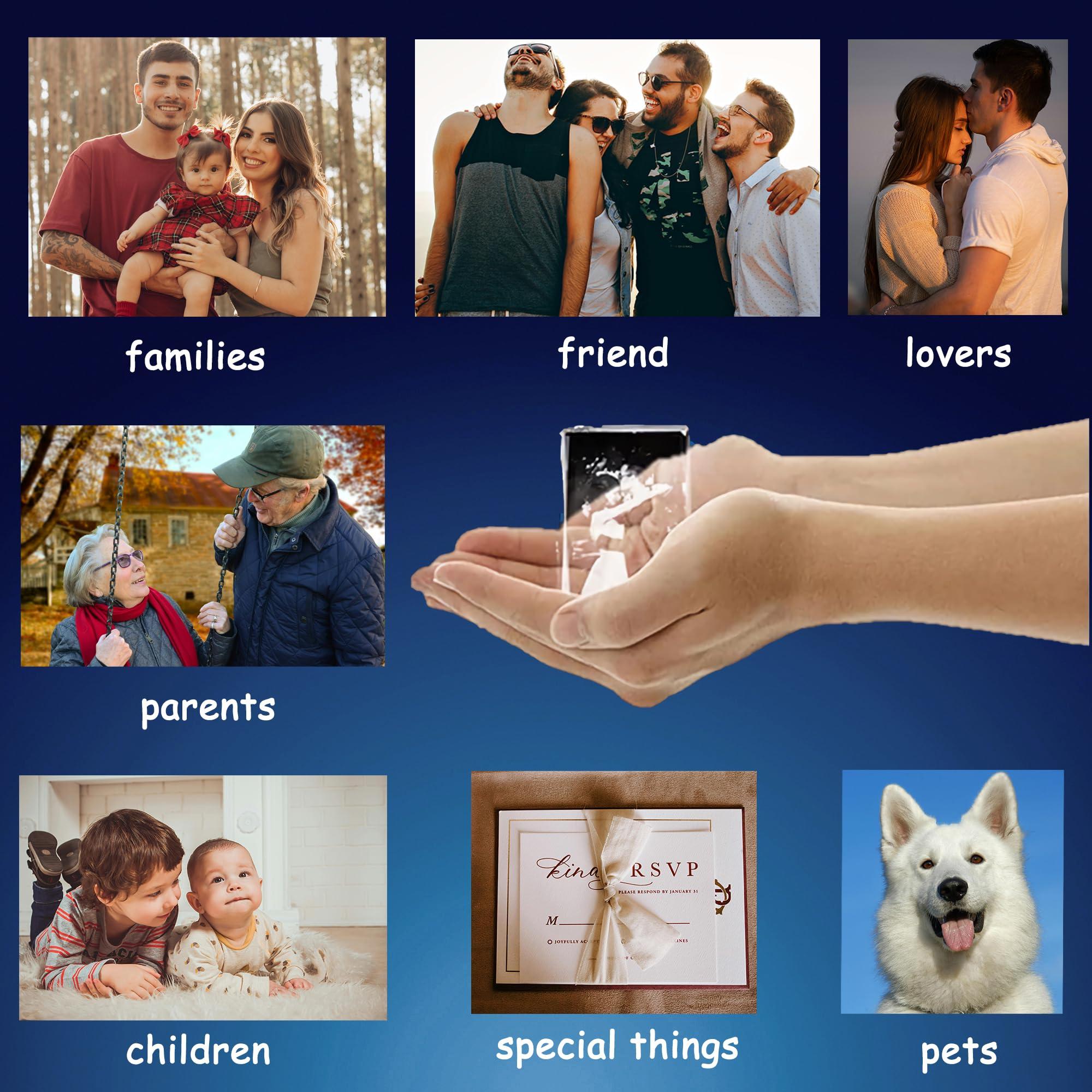 KEEPASSION Custom 3D Photo Crystal, Personalized 3D Engraved Crystal Photo, Laser Photo Etched Engraved Inside Crystal with Picture Photograph, 3D Glass Picture Cube Gift Idea, 3D Photo Engraved Crystal