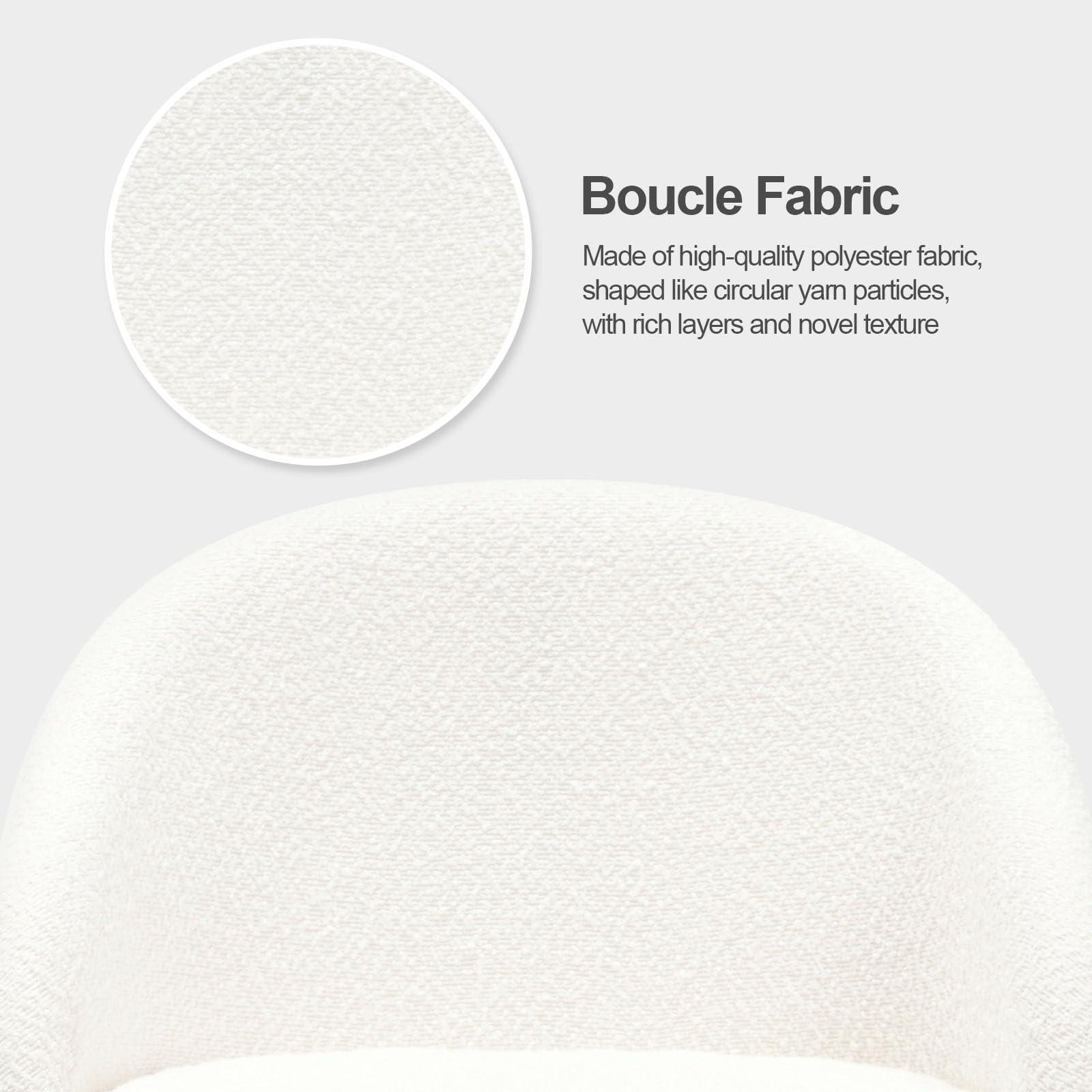 RveLife RveLife Counter Height Bar Stools Set of 2, 26" Seat Height Modern Counter Stools with Barrel Back and Arms, Chrome U-Shaped Base, Boucle Fabric Upholstered Bar Chairs for Kitchen Island, White