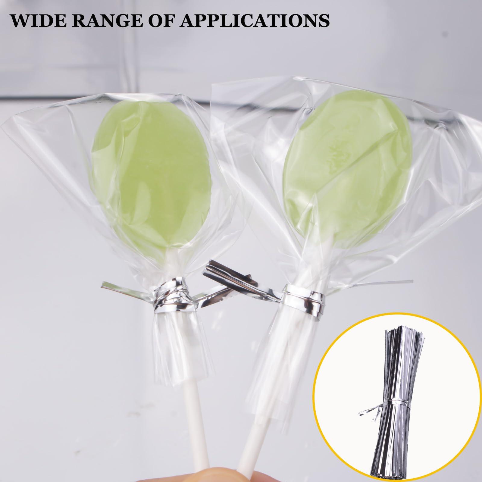 AxiyanX AxiyanX 4 Inches Twist Ties for Bags,800pcs Twist Ties for Plastic Bags,Reusable Bread ties,Gold Twist Ties,Twisty Ties for Candy Bags, Coffee Bags, Snacks, Cake Pops, Party Supplies (Silver)