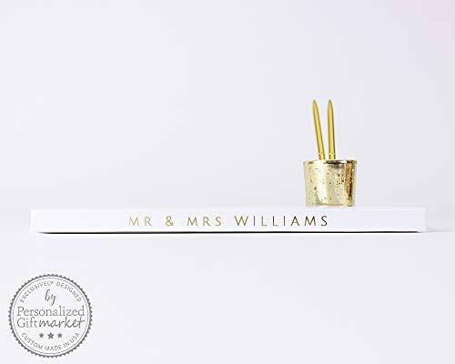 Personalized Gift Market Personalized Wedding Guest Book for Wedding Couple, Alternative Custom Guest Book for Wedding, White Book with Gold Foil - Hardcover (12x12 inches)