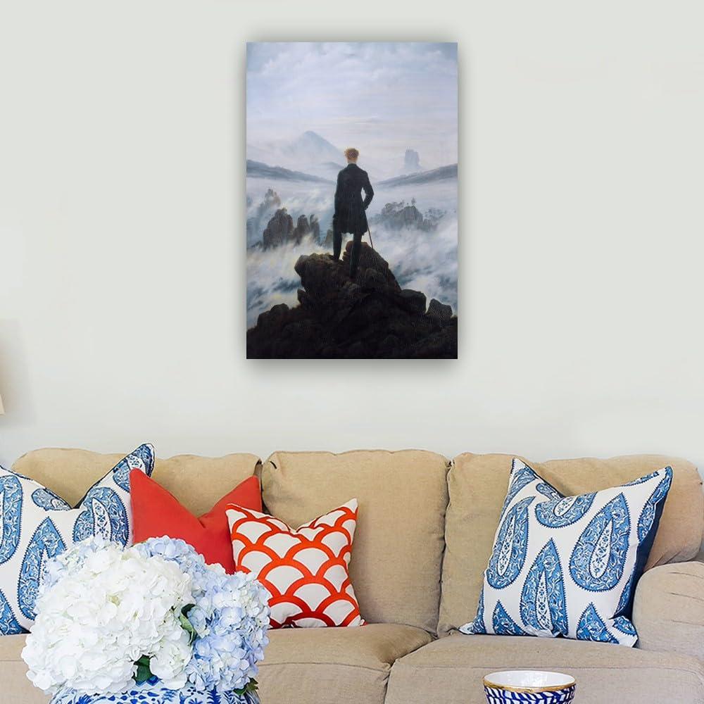 Wajizvl Wajizvl Wanderer Above The Sea of Fog Famous Painting Wall Art Romanticism Poster Printing Picture for Living Room Contemporary Canvas Bedroom (12.00\" x 18.00\",Only canvas)