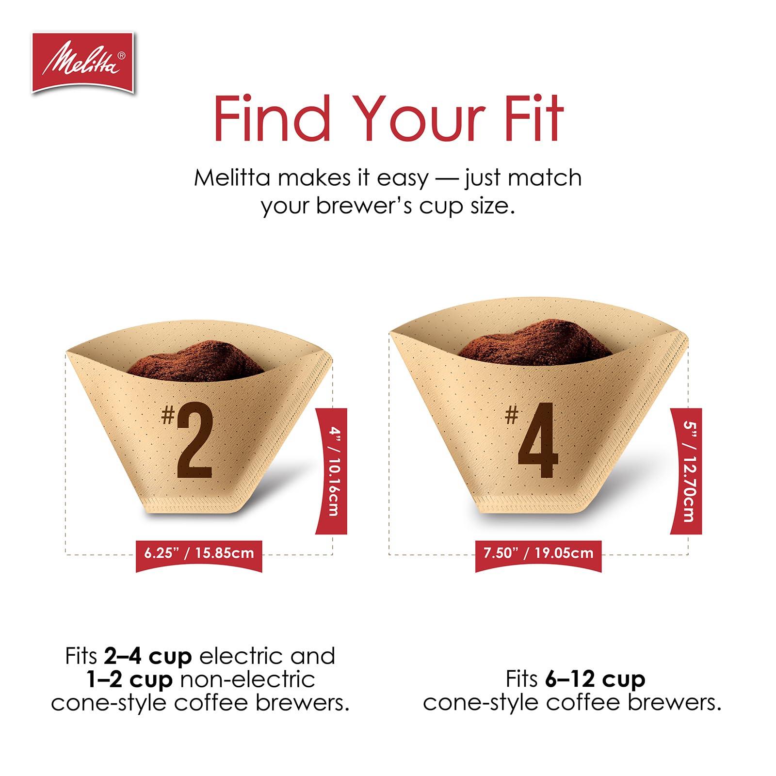 Melitta Melitta 2 Cone Coffee Filters, Unbleached Natural Brown, 100 Count (Pack of 3) 300 Total Filters Count - Packaging May Vary