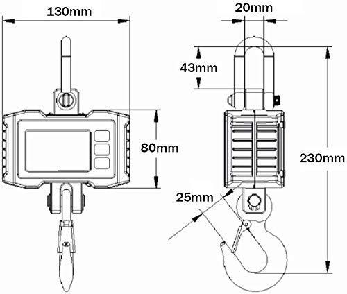 DAOUXIAOSP DAOUXIAOSP Electronic Scales Industrial Heavy Duty Digital Hanging Scales High Precision Stainless Steel Crane Scale LCD Display, 500kg/100g