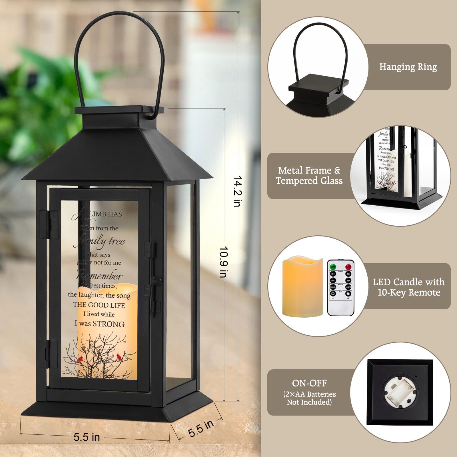 HN HAIINAA HN HAIINAA Memorial Lantern Bereavement Gifts in Memory of Loved One Memorial Gifts for Loss of Mother Loss of Father Remembrance Sympathy Gifts for Loss of Loved One with LED Candle and Remote