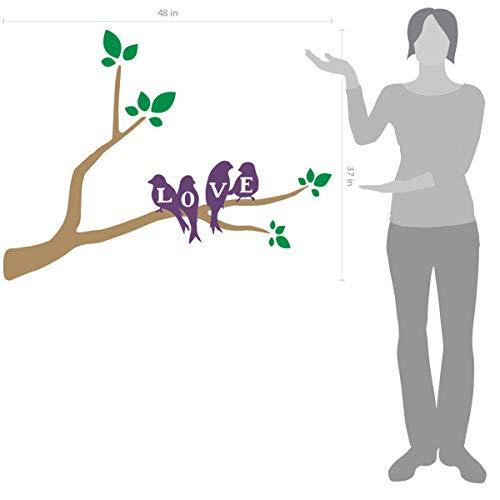 The Decal Guru Love Birds on a Branch Wall Decal (Light Brown & Purple, 37\" (H) X 48\" (W))