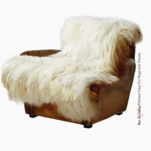 Fur Accents Fur Accents Shaggy Mongolian Long Hair Faux Sheepskin Throw Blanket with Soft Minky Cuddle Fur Lining (4\' x 5\')