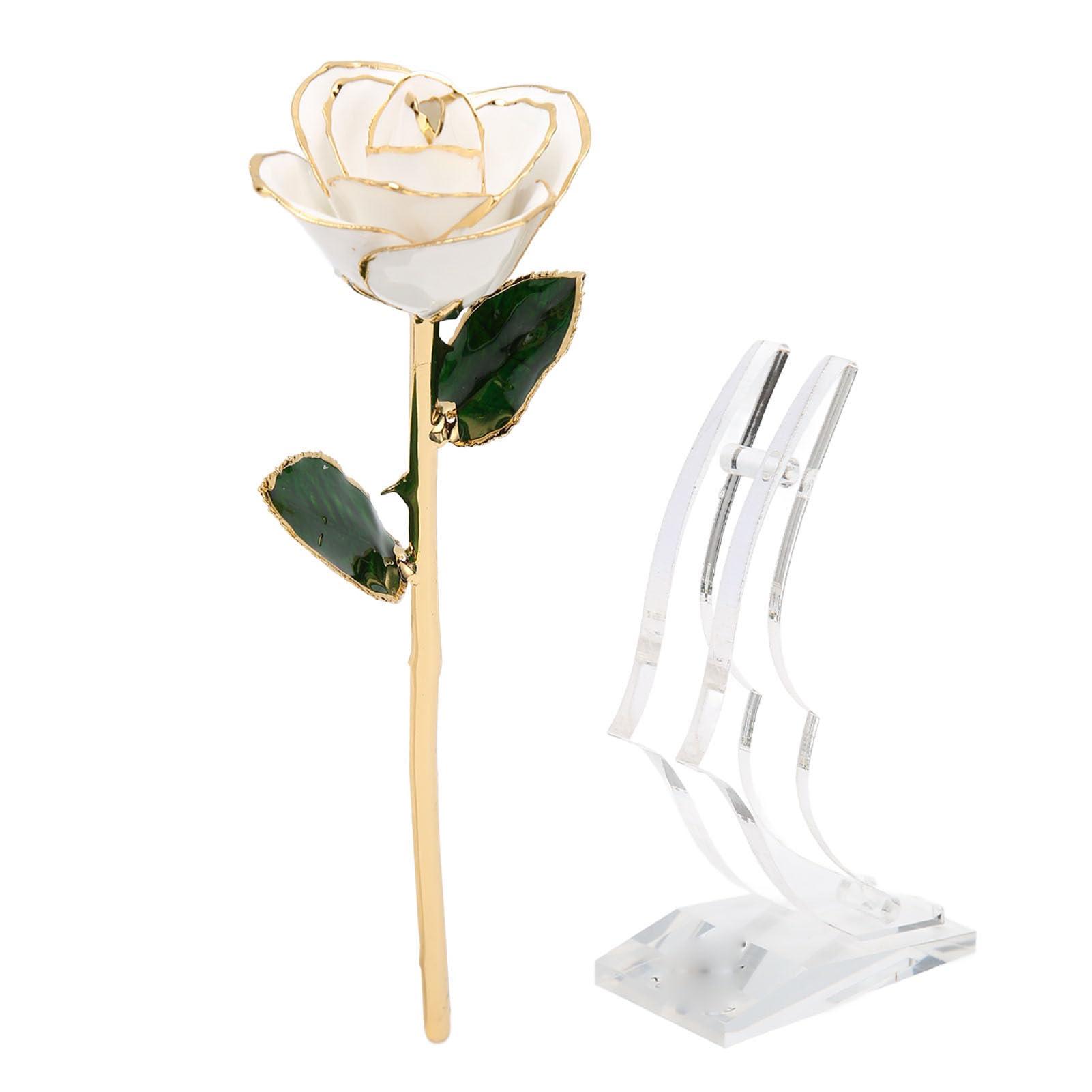 OUCRIY OUCRIY 24K Gold Plated Rose with Stand Gold Dipped Rose Flower Decoration for Valentine\'s Day and Anniversary