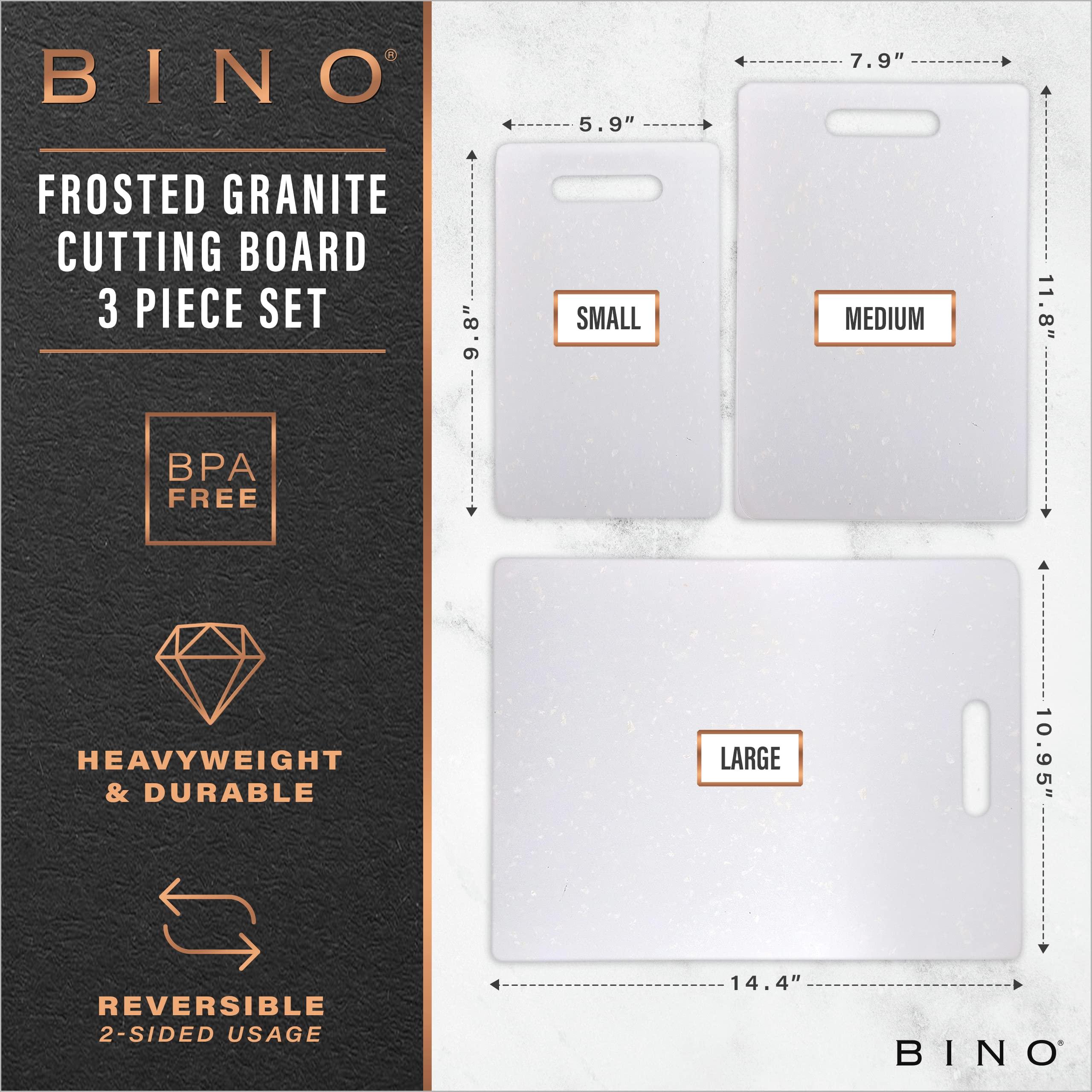 BINO BINO Cutting Board - 3-Piece Chopping Boards | BPA-Free Plastic, Durable, Multipurpose, Dual-Sided, Dishwasher Safe, Easy to Clean | Charcuterie Accessories | Home & Kitchen Utensils Frosted Granite