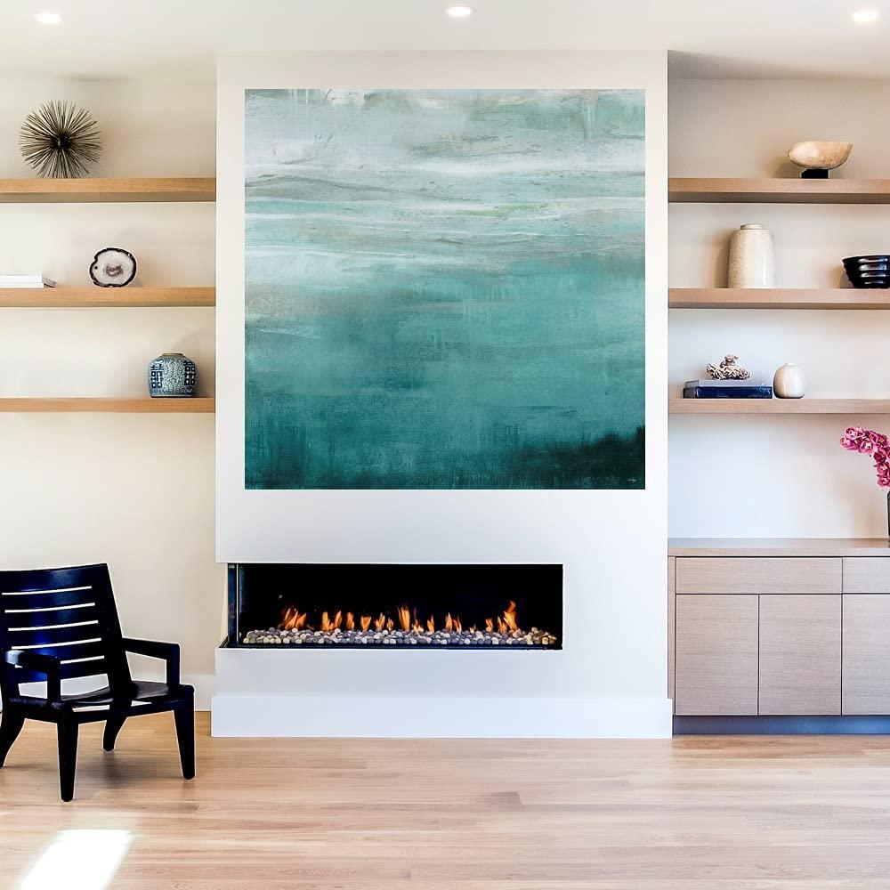 Fine Art Canvas Fine Art Canvas Cancun Teal Canvas Wall Decor by Artist Santiago for Living Room, Bedroom, Bathroom, Kitchen, Office, Bar, Dining & Guest Room - Ready to Hang - 37 in x 37 in