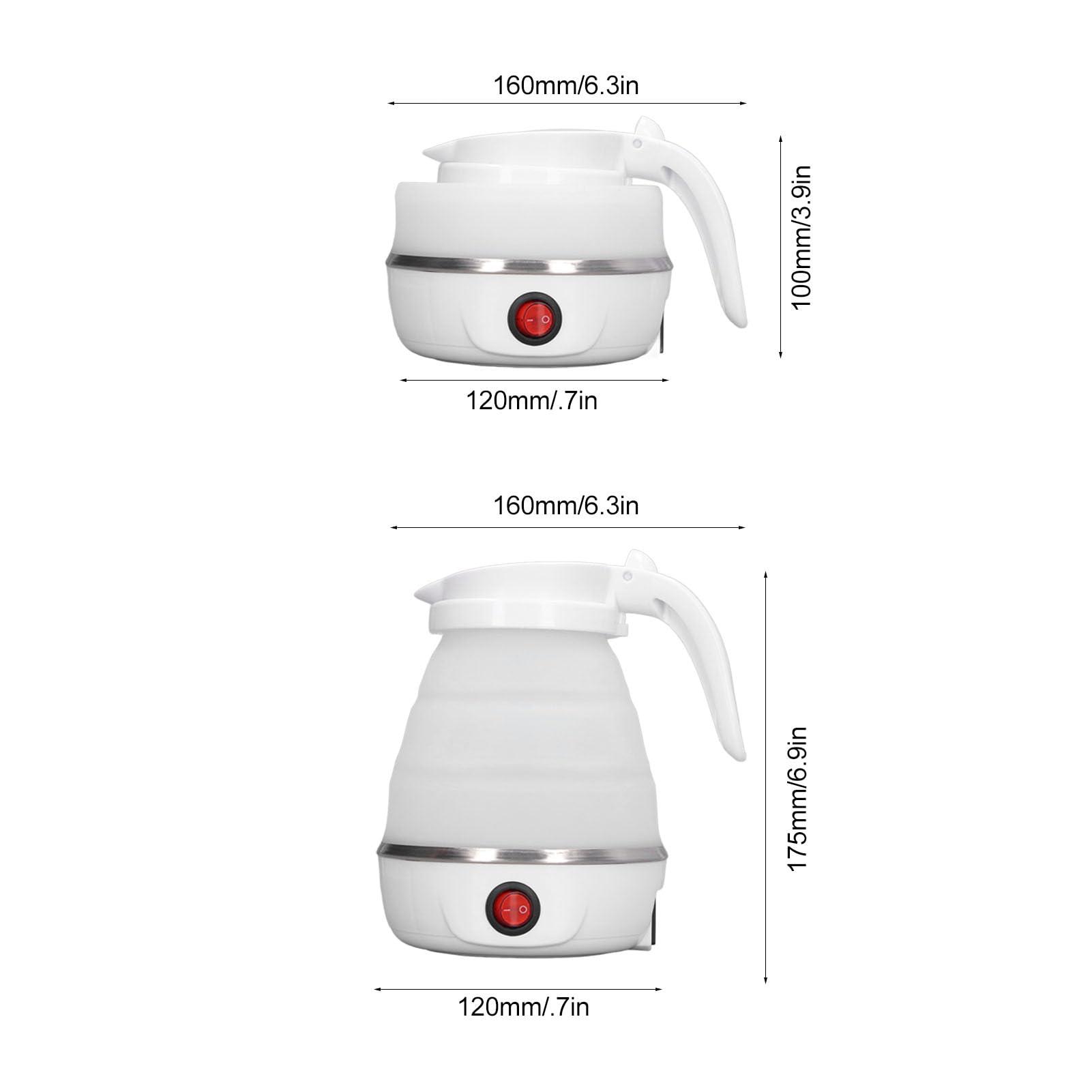 BAOK Foldable Travel Electric Kettle, Silicone and Stainless Steel Quick Boiling Folding Electric Kettle 0.6L for Camping (White)