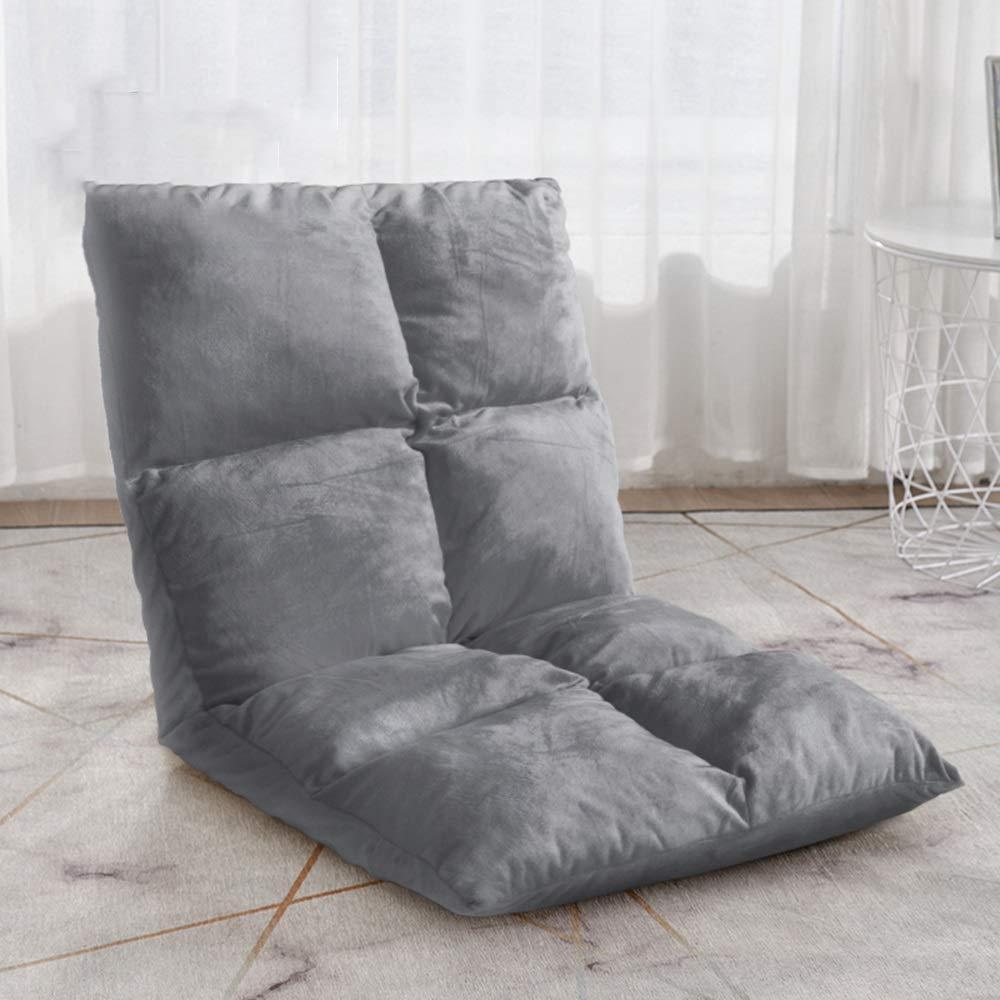 Bseack Floor Chair Foldable Single Floor Chair 5 Gears Freely Adjustable Lazy Sofa Removable and Washable Floor Cushion with Backrest Meditation Chair (Color : Dark Gray)